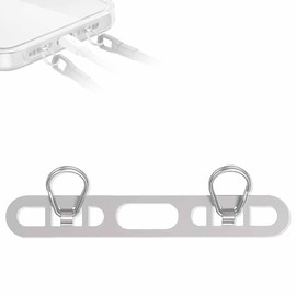 KASELIN Strap Holder, Smartphone Strap Holder, 2 Gangs, Double Ring, Ultra Thin, 0.02 inch (0.4 mm), Stainless Steel, Thin, Durable, No Charging Interference, Drop and Loss, Compatible with iPhones