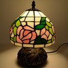 Ppbmocw Pink Rose Tiffany Lamp, 8 Inch Small Stained Glass