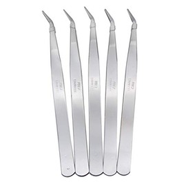 CKPSMS brand - #TWE7 5PCS 5 TWEEZERS STAINLESS STEEL 6" LONG