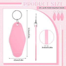 Pinkunn 24 Pcs Vintage Motel Keychain Blank DIY Heat Transfer Keychains Bulk Sublimation Plastic Hotel Backpack Key Tags(Pink)