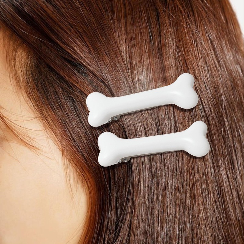 Bone Hair Clips, 4 Pack 2.2" White Plastic Bone Hair