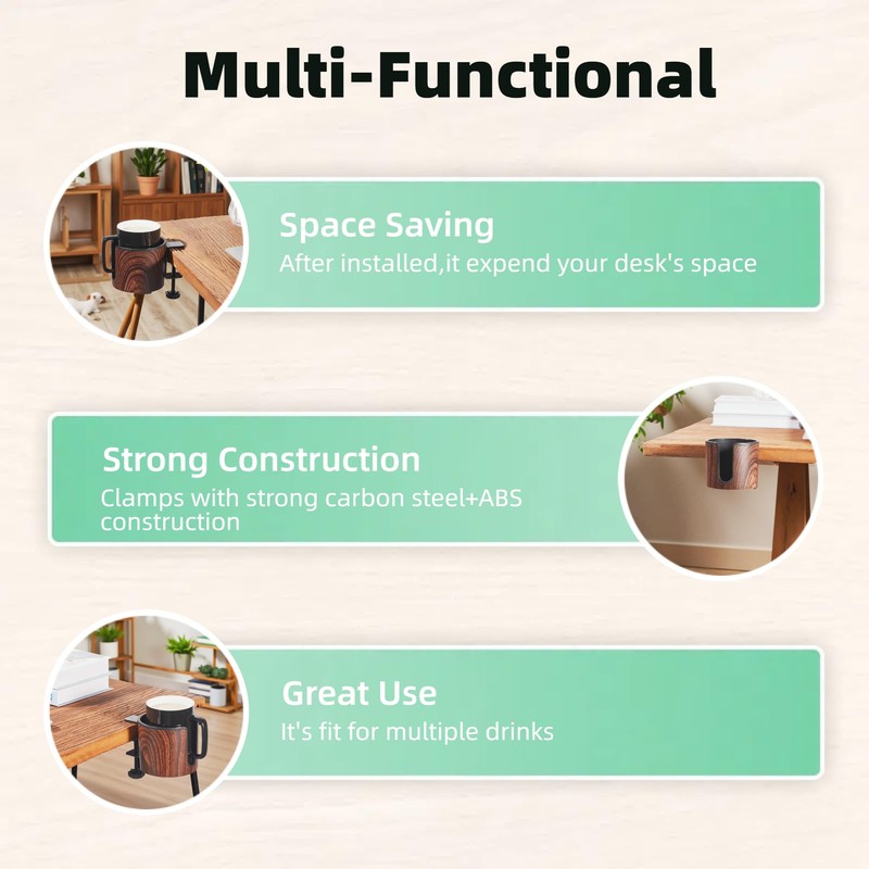 cowinational 2pcs Cup Holder for Desk (2PCS Walnut Design)