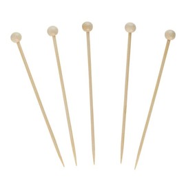 EcoQuality 4.7 inch Bamboo Picks With Decorative Wooden Ball End Skewers for Parties Appetizers Cocktails BBQ Garnish Charcuterie Catering Accessories (100)