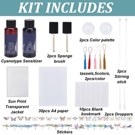 WEBEEDY 30 A4 Sheets Cyanotype Paper Sun Print Paper Kit, High Sensitivity Butterfly Dragonfly Sun Print Nature Printing Paper,Animal Photography Paper Kit for DIY Crafts Projects