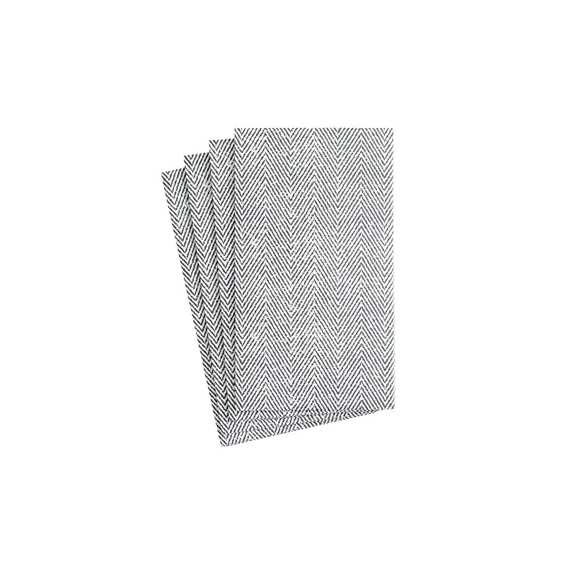 Caspari Jute Paper Linen Guest Towels in Charcoal, Pack of