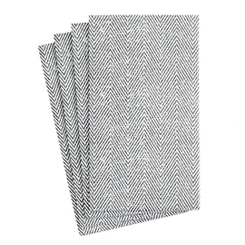 Caspari Jute Paper Linen Guest Towels in Charcoal, Pack of 12, (9762GG)