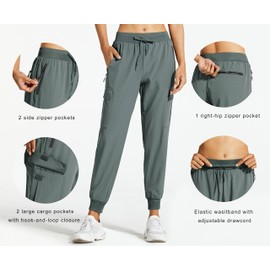 Libin Women's Cargo Joggers Lightweight Quick Dry Hiking Pants Athletic Workout Lounge Casual Outdoor, Metropolis Gray XXL