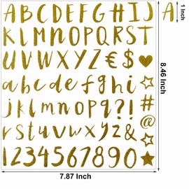Waynoda Glitter Letter Stickers 810 Pieces 10 Sheets Alphabet Number Stickers,Self Adhesive Letters for Scrapbooking,Mailbox,Kitchen,Graduation Cap,Signs,Home,Business,Craft,Office(Gold and Silver, 1Inch)
