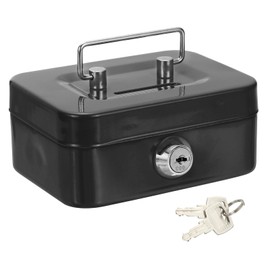 PATIKIL Small Cash Box, Mini Safe Box Money Locker Piggy Bank Money Saving Boxes with Keys for Cash Watches Jewelry Personal Items, Black