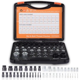 Thread Tester, Screw Identification Gauge, Screw Thread Identifier, 44-Piece Screw Measurement (23 Inch and 21 Metric) for Detecting the Size in Difficult and Tight Areas