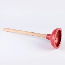 CINGHI LUSSO Toilet Plunger Red Heavy Duty Force Cup Rubber with A Long Wooden Handle to Fix Clogged Toilets and Drains, Perfect for Kitchens and Bathrooms (2 pcs)