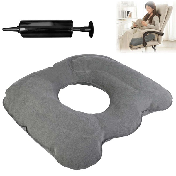 Seat Cushion for Coccyx - Portable Inflatable Cushion Seat with Inflator, Reduce Sciatica Hemorrhoid Tailbone Back Pain Chair Cushions for Wheelchair, Bed Sore Relief Cushions for Pressure Sores