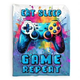 Gaming Blanket for Boys - 40x50 Inches Throw Blanket Gift for Kids Teens Game Lovers - Funny Soft Fuzzy Blankets for Couch, Sofa - Blue Bed Bedroom Decor for Gamers