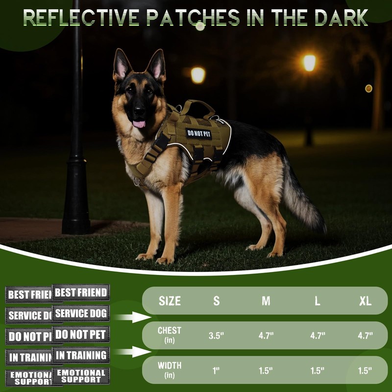WINSEE Mesh Dog Harness with 10 Pet Patches for Large