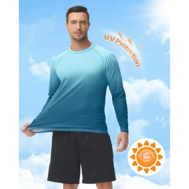 Tyhengta UV Protection Shirts for Men UPF 50+ T-Shirt Summer Sun Protection Tops Running Shirts Quick Dry Surfing Tee Shirt Sky Blue/Grey Blue,M