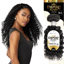 Sensationnel Empire bundles- burmese curl 10a tangle shed free human hair for weaving and sew in styles - 1 pack (14 inch, NATURAL)