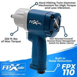 FPXAIR Composite Impact Wrench: FPX-110, Automotive Power Tools for Mechanics, Garage Air Tools - 3/8"