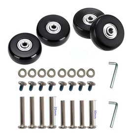 50 x 18mm Set of 4 Luggage Suitcase Replacement Wheels, Rubber Swivel Caster Wheels Bearings Repair Kits