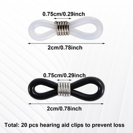 Hearing Aids Glasses Connectors Attachment, Anti-Lost Hearing Aids Holder, Hearing Aid Accessories, Hearing Aid Retainer for Eyeglass Users, Hearing Aid Lanyard for Seniors - 20pcs