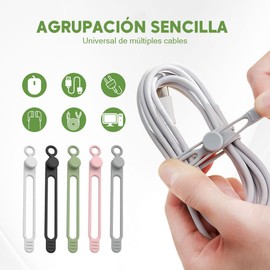 20PCS Organizador de Cables de Datos, Bridas de Silicona Reutilizables Ajustables, Cord Cable Organizer para Agrupar Cable de PC, TV, Auriculares, Organizador de Cables Elásticos Multiusos