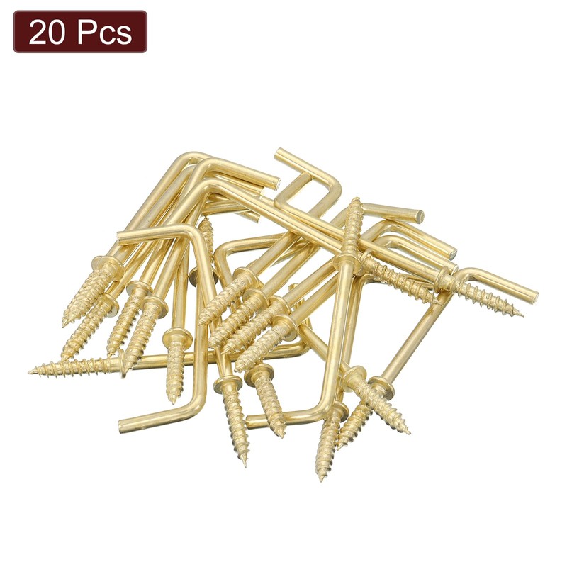 uxcell Right Angle Hooks, 20Pcs 2" L Shaped Screw Hooks