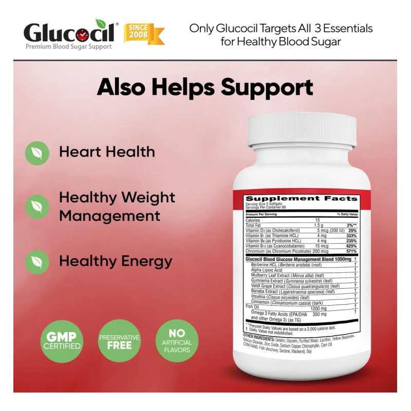 Glucocil Softgels - Apoyo Azúcar En Sangre Saludable