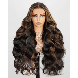 Arabella 13x4 Lace Front Wigs Human Hair 1B/30 Highlight Ombre Glueless Lace Front Wig Human Hair Tiny Knots Real Pre Bleached 210% Density Body Wave Wigs (22inch, 13x4 1B/30 bady wave)