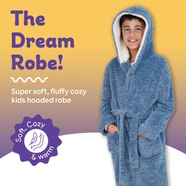US Angels Cozy Fleece Bathrobe for Boys - Soft & Warm Hooded Kids Robe With Belt, Sleepwear, Sizes 7-8, 10-12, 14-16