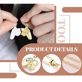 Unisex Creative Magnetic Necklace Game Controller Pendant Necklace Matching Necklace for Couples or Best Friends Birthday Gift (Gold and Silver Combination)