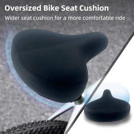 EIRONA Oversized Bike Seat - Comfortable Universal Bicycle Saddle - Waterproof Leather - Memory Foam - Black - Unisex-Adults