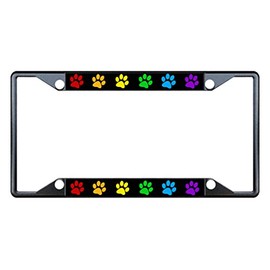 Fastasticdeals Rainbow Paw Gay Lesbian License Plate Frame Tag Holder Cover