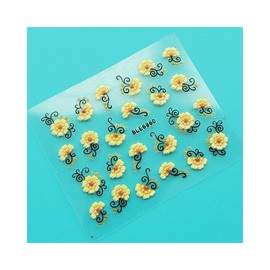 Daisy Yellow Flower Chrysanthemum Rhinestone 3D Nail Stickers Ble696D Nail Wraps Stickers Manicure Supplies for Women Nails Full Long Lasting Easy Apply and Remove