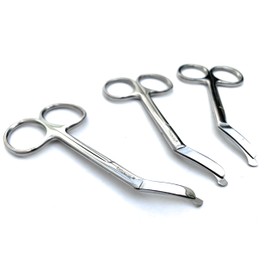 Toolspecific® 3pc x Stoma Scissors with Curved Cutting Edge and Rounded Tip - Stainless Steel Stoma Bag Cutting Scissors for Cutting The Stoma Base Plate
