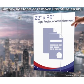 Marketing Holders 2 Pack Extra Large Window Sign Holder With Suction Cups Holds Hanging Double Sided 22" x 28" Posters and Graphic Images for Retail Stores and Malls