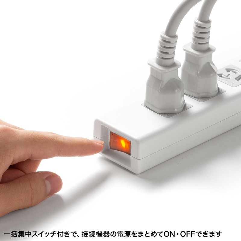 Sanwa Supply TAP-F37SH-2KS Anti-Shutter Tap (3P, 7 Socks, 6.6 ft
