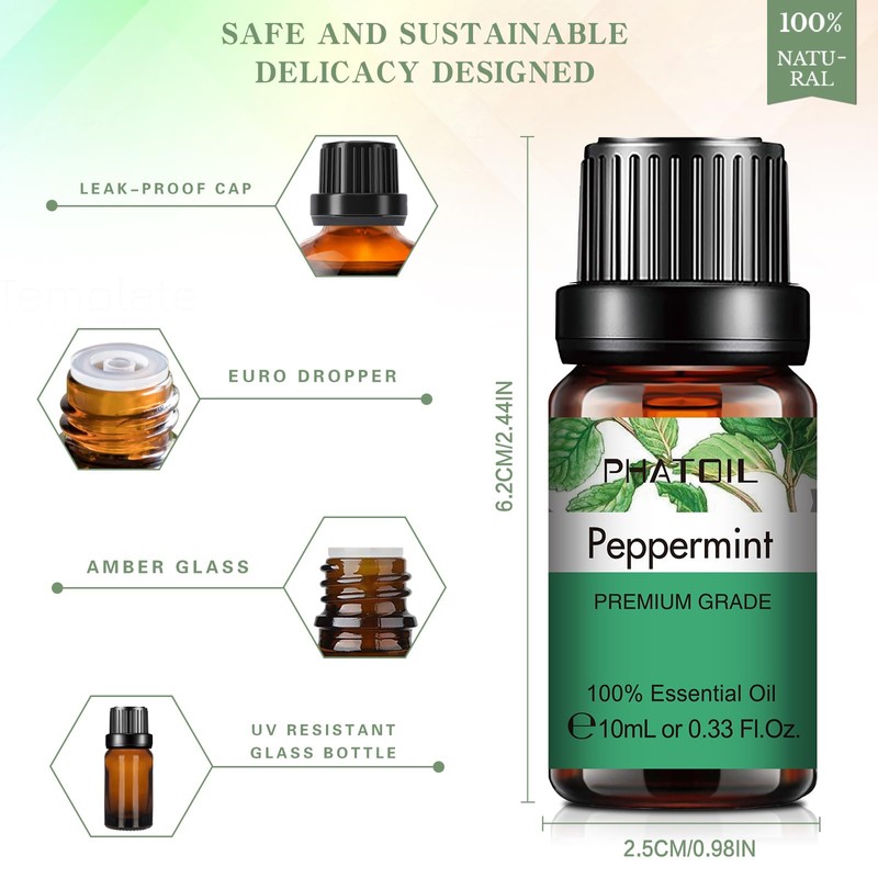 PHATOIL Essential Oil Peppermint 10ml Essential Oil Aroma Oil Present