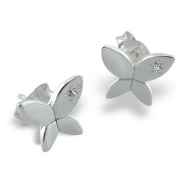 Butterfly Earrings with Crystal Stones - 925 Sterling Silver