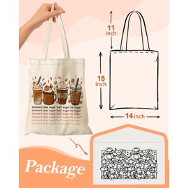 Miss Adola Aesthetic Canvas Tote Bag with Inner Pocket for Women Unique Funny Pattern Design Casual Sturdy Cloth Cotton Totes Bag with Pattern for Vacation, Shopping, Work, Gym - Latte Coffee