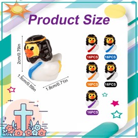 80pcs Mini Jesus Resin Ducks, Funny Tiny Miniature Jesus Duck Figurines Small Christian Duck Toys for Church Event Dollhouse Christmas Decoration Party Favors (5 Colors)