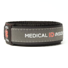 Hydrocephalus Bracelet, NPH Emergency Medical ID, Alert Wristband, Identity Band, Mens Womens, Fully Accessible, Write on ID Cards, Store Inside, SOS Talisman (Charcoal, M-17.5cm)