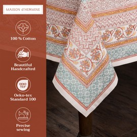 Maison d' Hermine Table Cloth Rectangle Table 100% Cotton 60 x 120 Inches Tablecloth Reusable Decorative Everyday Use for Dining Room, Farmhouse, Home, Party, Festive & Wedding - Nila