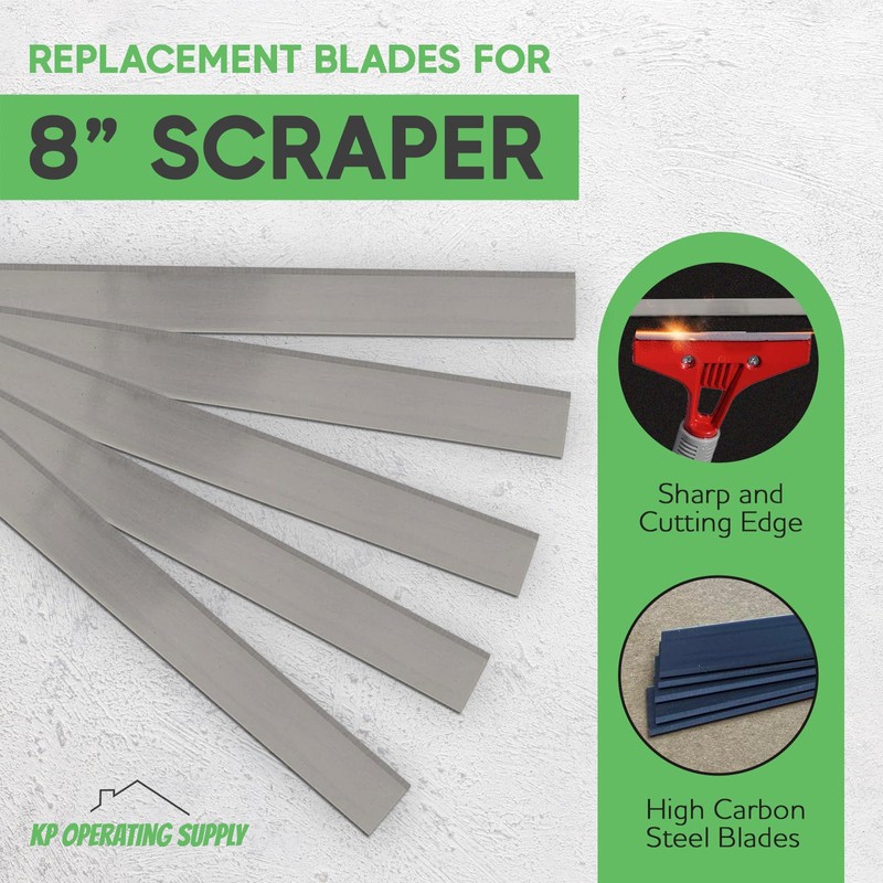 8" Replacement Floor Scraper Blades 20 -Pack - Angled Demolition
