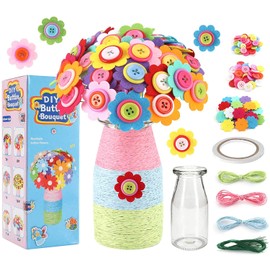 Afufu Craft Kit for Kids Age 5 6 7 8 9+, Toys for Girls Crafts and Art Set Make Your Own Flower Bouquet, Childrens Educational Game DIY Vase Kits Christmas Birthday Easter Gift