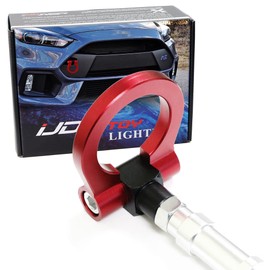 iJDMTOY Red Track Racing Style Tow Hook Ring Compatible with 2016-18 Ford Focus RS ONLY (Does not fit Regular or ST Models), Made of Lightweight Aluminum