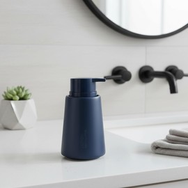Navy Blue Stoneware Soap Dispenser - 14 fl oz - Perfect for a Classic Coastal Vibe - Add a Fresh Wind to Your Bathroom