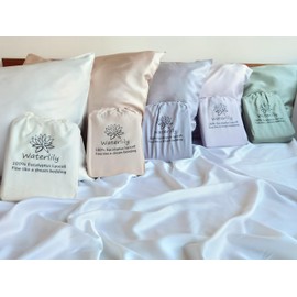 Waterlily 100% Tencel Lyocell Pillow cases Eucalyptus Silk Pillowcase Pack of 2 Pillowcases for Hair and Skin Envelope 50x75 Set Natural Organic Softer than Bamboo Luxury Vegan Bedding (Lilac Grey)