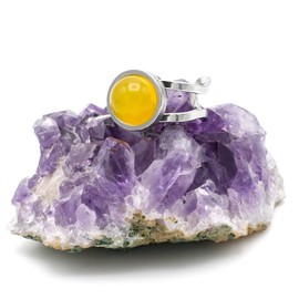 Miracles Minéraux Adjustable Ring Stainless Steel Natural Stone Yellow Jewelry Ring Natural Stone, Natural stone, natural stone