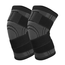 Knee Support Pack of 2 Sports Knee Support with Adjustable Straps Men Women Knee Sleeve for Knee Pain, Meniscus Tear, Arthritis, Tendonitis, Running, Climbing, Weights (Black, XL)
