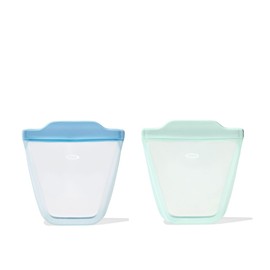 OXO Tot Silicone Reusable Bags – 2 Piece Cup Set - Opal and Dusk
