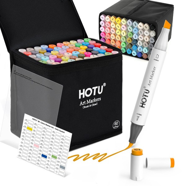 Alcohol Markers Brush Tip -60 Virant Colors Daul Tips Art